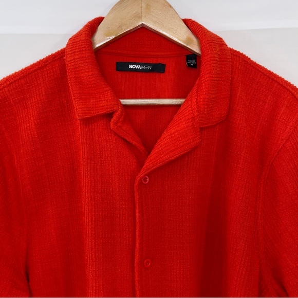 NovaMen Dean Textured Short Sleeve Button Up Men’s Medium Red - Picture 9 of 13